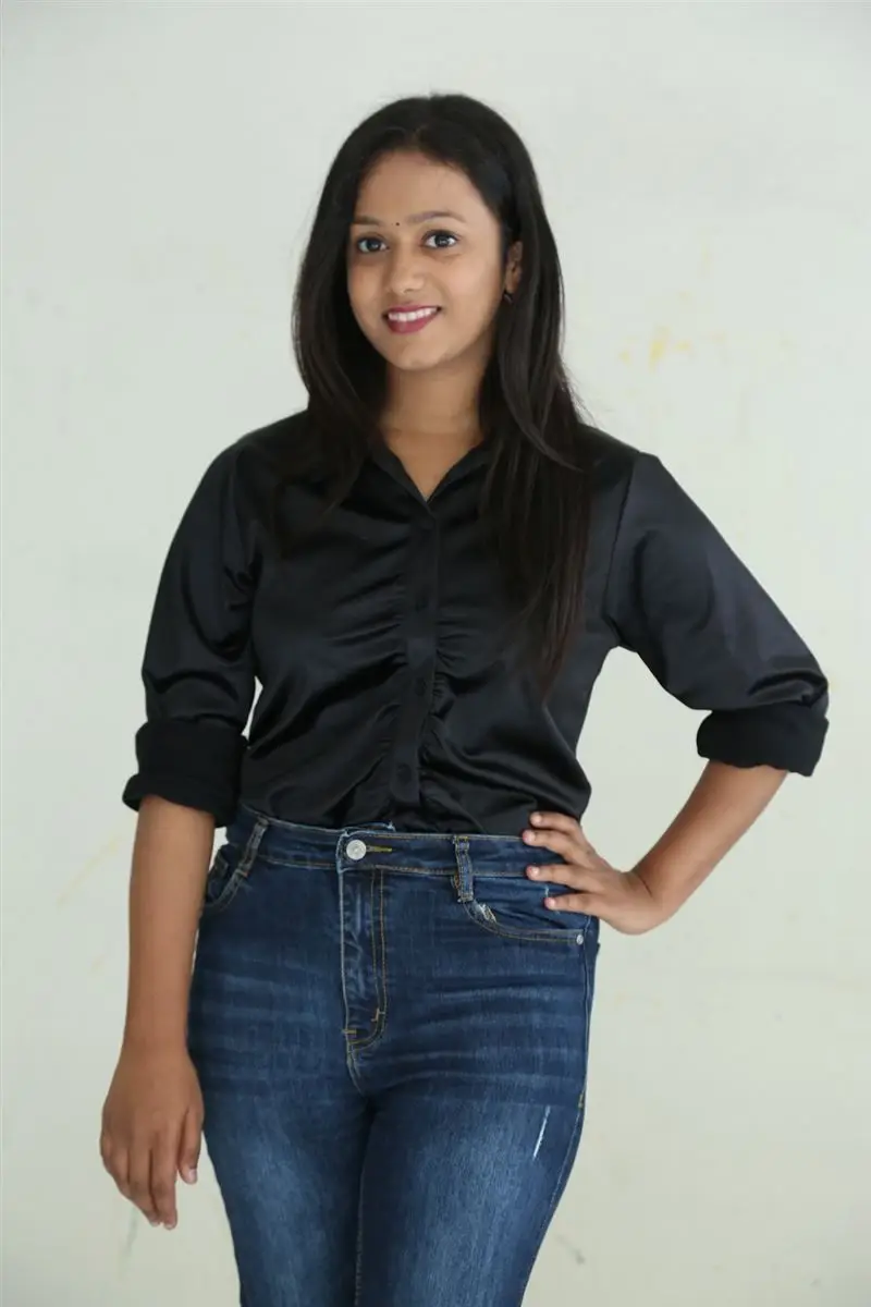 Telugu Girl Deepika in Black Shirt Blue Jeans